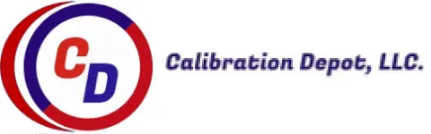 A red and white logo for calibration. Com