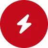 A red button with an electric symbol in the middle.